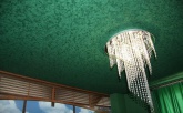 Зеленый фактурный натяжной потолок